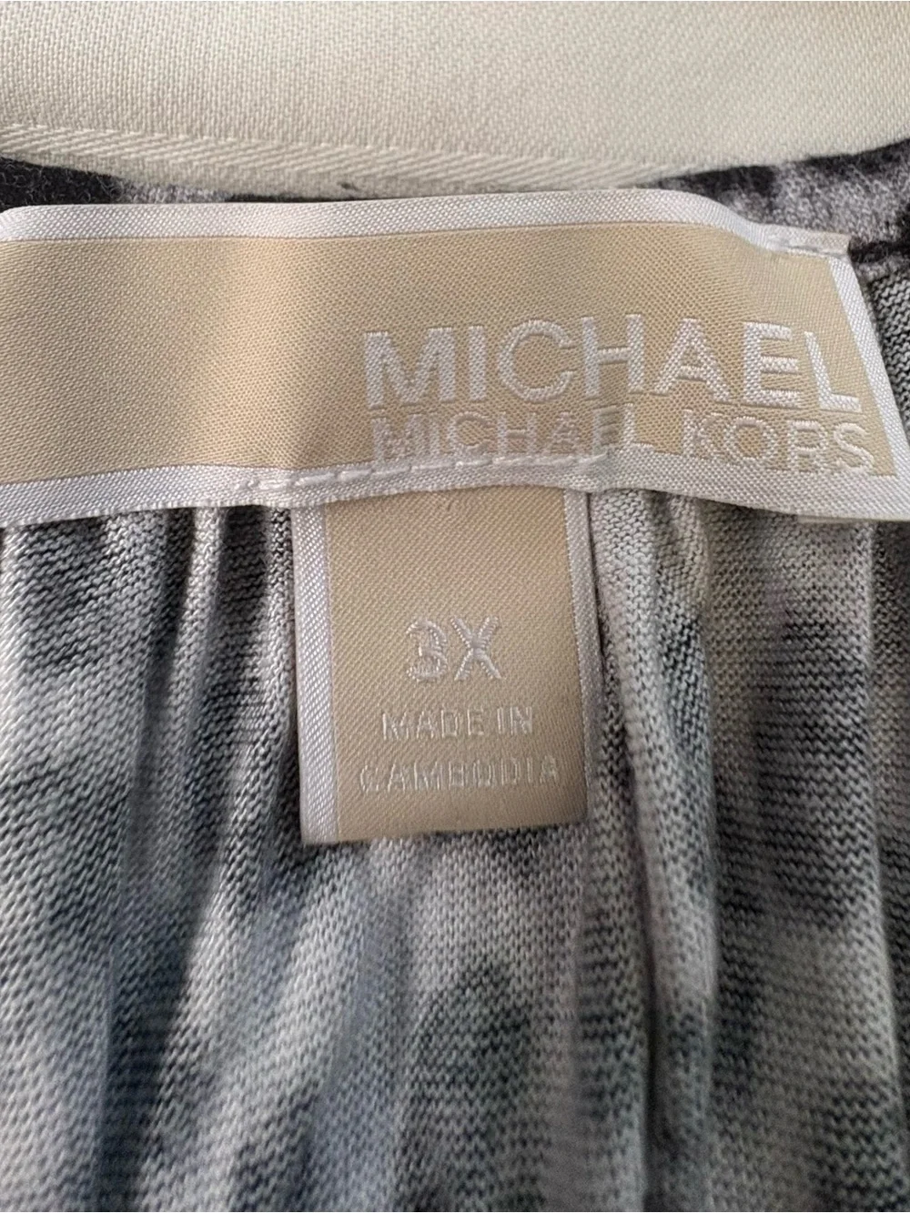 Michael Kors Black and White Leopard-Print Peasant Blouse